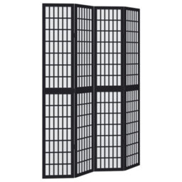 Vidaxl Room Divider 4 Panels Black Solid Wood Paulownia - thumbnail 2
