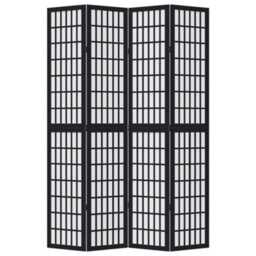 Vidaxl Room Divider 4 Panels Black Solid Wood Paulownia - thumbnail 4