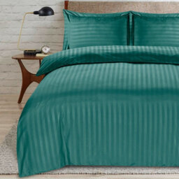 Casabella Satin Stripe Duvet Cover Sets, Double Jade Bedding With Satin Stripes, Double Duvet Set & Pillowcases