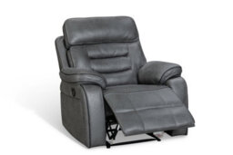 Faux Leather Grey 1 Seater Manual Recliner Chair Venetian - thumbnail 3