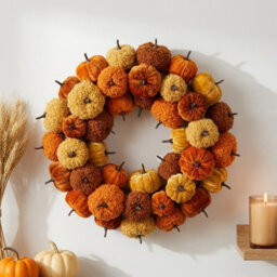 Garden Greatness Autumnal Textured Pumpkin Decorative Wreath - thumbnail 1