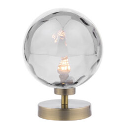 The Lighting Studio Esben Touch Table Lamp Antique Brass With Smoked Dimpled Glass - thumbnail 1