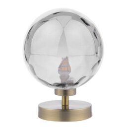 The Lighting Studio Esben Touch Table Lamp Antique Brass With Smoked Dimpled Glass - thumbnail 2