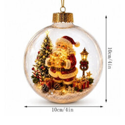 Amorly Lighted Christmas Ornament Clear Pvc Globe Hanging Decoration Glowing Christmas Ornament For Christmas Tree Holiday Decor(Santa) - thumbnail 6