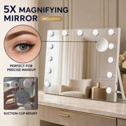 Inmtfei Foldable Dimmable Led Vanity Mirror Usb And 5X Magnifier - thumbnail 6