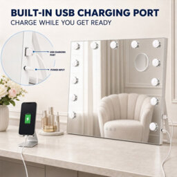 Inmtfei Foldable Dimmable Led Vanity Mirror Usb And 5X Magnifier - thumbnail 7