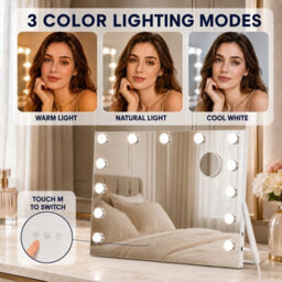 Inmtfei Foldable Dimmable Led Vanity Mirror Usb And 5X Magnifier - thumbnail 4