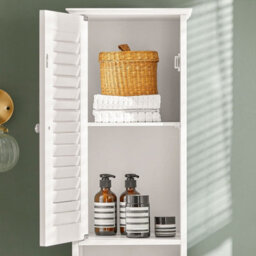Sobuy Frg236-W, Tall Bathroom Storage Cabinet Freestanding Bathroom Unit With 2 Doors, Drawer And Open Shelf,white,w32Xd30Xh170 - thumbnail 5