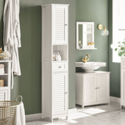 Sobuy Frg236-W, Tall Bathroom Storage Cabinet Freestanding Bathroom Unit With 2 Doors, Drawer And Open Shelf,white,w32Xd30Xh170 - thumbnail 2