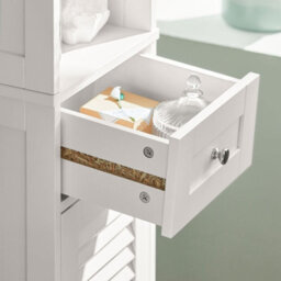 Sobuy Frg236-W, Tall Bathroom Storage Cabinet Freestanding Bathroom Unit With 2 Doors, Drawer And Open Shelf,white,w32Xd30Xh170 - thumbnail 7