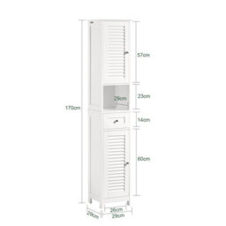 Sobuy Frg236-W, Tall Bathroom Storage Cabinet Freestanding Bathroom Unit With 2 Doors, Drawer And Open Shelf,white,w32Xd30Xh170 - thumbnail 3