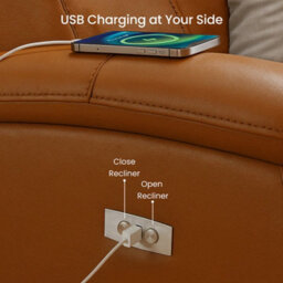 Flexispot Electric Leather Recliner Chairs Xr5 With Usb Charging Port In Brown - thumbnail 3