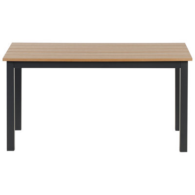 Wyld And Coco Outdoor Coffee Table 96 X 52 Cm - Plastic Wood Slatted Top, Black Powder-Coated Aluminium Frame - image 1