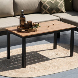Wyld And Coco Outdoor Coffee Table 96 X 52 Cm - Plastic Wood Slatted Top, Black Powder-Coated Aluminium Frame - thumbnail 2