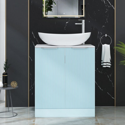 Royal Bathrooms Evora 700mm Powder Blue Fluted Floor Standing Countertop Vanity Unit 2 Door With Cesar Basin - image 1