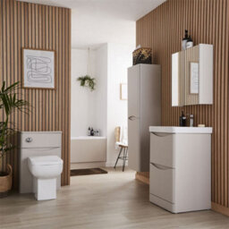 Clifton Bathroom Wall Mounted 2-Drawer Vanity Unit With Basin 500mm Wide - Cashmere - (Arch) - Brassware Not Included - thumbnail 2