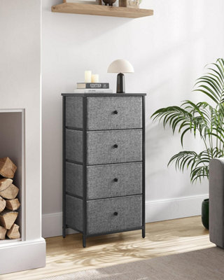 Chest Of Drawers Bedroom, Drawer Storage Unit, Dresser With 4 Fabric Drawers, Metal Frame, Classic Grey And Classic Black - image 1