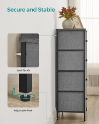 Chest Of Drawers Bedroom, Drawer Storage Unit, Dresser With 4 Fabric Drawers, Metal Frame, Classic Grey And Classic Black - thumbnail 7