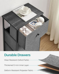 Chest Of Drawers Bedroom, Drawer Storage Unit, Dresser With 4 Fabric Drawers, Metal Frame, Classic Grey And Classic Black - thumbnail 5