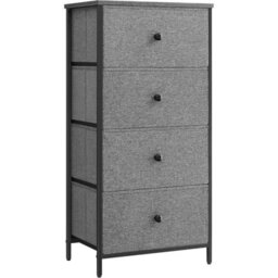 Chest Of Drawers Bedroom, Drawer Storage Unit, Dresser With 4 Fabric Drawers, Metal Frame, Classic Grey And Classic Black - thumbnail 8