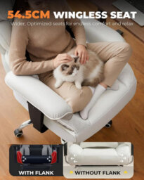 Comhoma Ergonomic Office Chair, Gaming Chair With Footrest, High Executive Chair With Spring Lumbar Support, Pu Leather, White - thumbnail 7