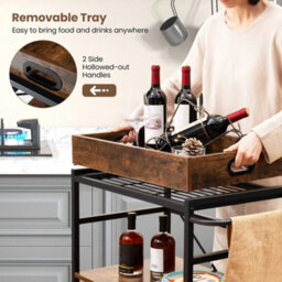 3-Tier Bar Cart Industrial Serving Cart With Detachable Tray - thumbnail 5