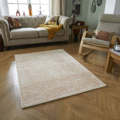 Melrose Soft Textured Orange Distressed Look Design Medium Indoor Area Rug 120/170Cm - image 1