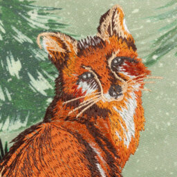 Furn. Lodge Wood Fox Embroidered Feather Rich Cushion - thumbnail 4