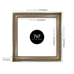 7X7 Gunmetal  Ornate Picture Frame (17.8 X 17.8Cm) Poster, Photo, Artwork, Gallery Wall Or Print - thumbnail 2