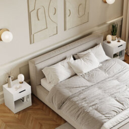 Lassic Vida Designs Trega 4 Piece Bedroom Set (1 Drawer Bedside Chest X2, 4 Drawer Chest, 2 Door 2 Drawer Wardrobe) White - thumbnail 4