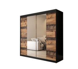 Arte Tilburg 1 Contemporary 2 Mirrored Sliding Door Wardrobe 9 Shelves 2 Rails Dark Oak Effect & Black (H)2000mm (W)2000mm (D)620mm - thumbnail 1