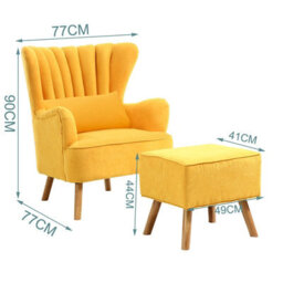 Thehotsale Yellow Accent Chair With Footstool And Cushion - thumbnail 5