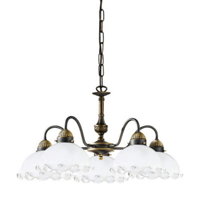 Luminosa Lighting Luminosa Nonna Cottage Style Glass 5 Arm Chandelier Matt Antique Brass, 5X E27 - image 1