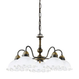Luminosa Lighting Luminosa Nonna Cottage Style Glass 5 Arm Chandelier Matt Antique Brass, 5X E27 - thumbnail 1