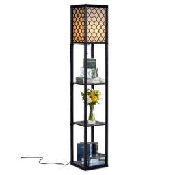 Costway Freestanding Floor Lamp Bedside With 3 Tier Storage Shelves E27 - thumbnail 1