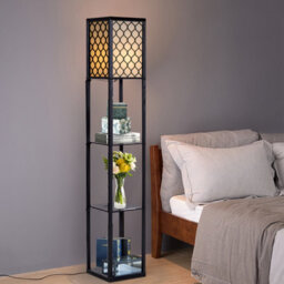 Costway Freestanding Floor Lamp Bedside With 3 Tier Storage Shelves E27 - thumbnail 2