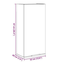 Vidaxl Wall-Mounted Bathroom Cabinet Sonoma Oak 32X20X67 Cm - thumbnail 3