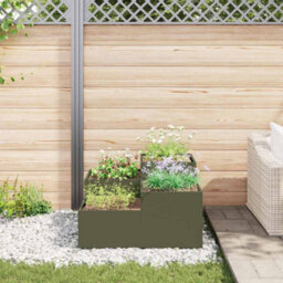 Berkfield Modern Garden Planter Olive Green 100 X 100 X 48 Cm Steel - thumbnail 4