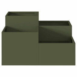 Berkfield Modern Garden Planter Olive Green 100 X 100 X 48 Cm Steel - thumbnail 7