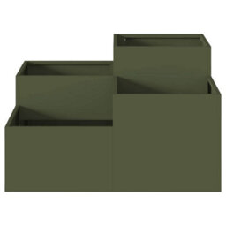 Berkfield Modern Garden Planter Olive Green 100 X 100 X 48 Cm Steel - thumbnail 6