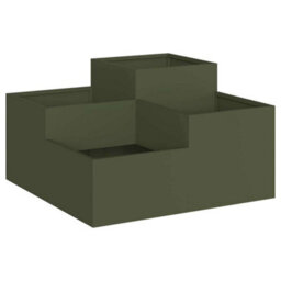 Berkfield Modern Garden Planter Olive Green 100 X 100 X 48 Cm Steel