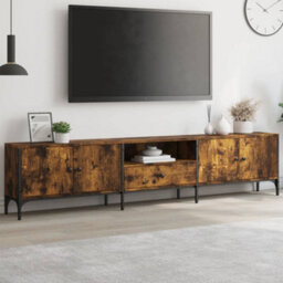 Berkfield Tv Cabinet With Drawer Smoked Oak 200X25X44 Cm Engineered Wood