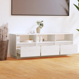 Berkfield Tv Cabinet White 140X37X50 Cm Solid Wood Pine - thumbnail 3