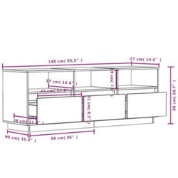 Berkfield Tv Cabinet White 140X37X50 Cm Solid Wood Pine - thumbnail 9