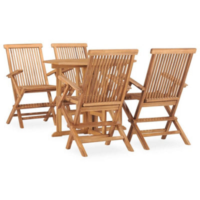 Berkfield 5 Piece Folding Outdoor Dining Set Solid Teak Wood - image 1