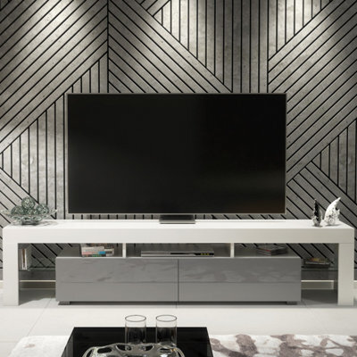 Creative Furniture Nova Tv Unit 200Cm - White & Grey Gloss Doors - image 1