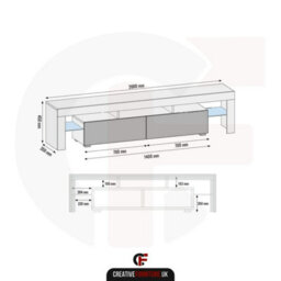 Creative Furniture Nova Tv Unit 200Cm - White & Grey Gloss Doors - thumbnail 7