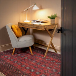 Loomed Distressed Red Traditional Persian Style Washable Non Slip Rug 160X230Cm - thumbnail 4