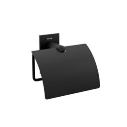 Cosmic  Toilet Roll Holder With Cover, Self-Adhesive, Black, Stick Collection
