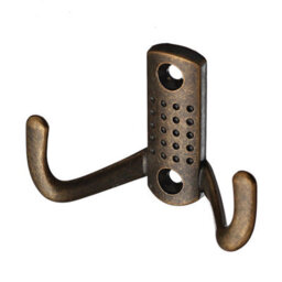 B2C Coat Hat Hooks Twin Robe Door Dress Bathroom Towel Bag Wall Hanger Antique Brass K23-B0 - thumbnail 1
